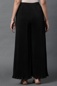 Black Pleated American Crepe Palazzo Pants