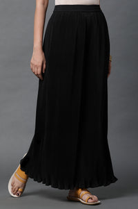 Black Pleated American Crepe Palazzo Pants