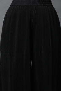 Black Pleated American Crepe Palazzo Pants