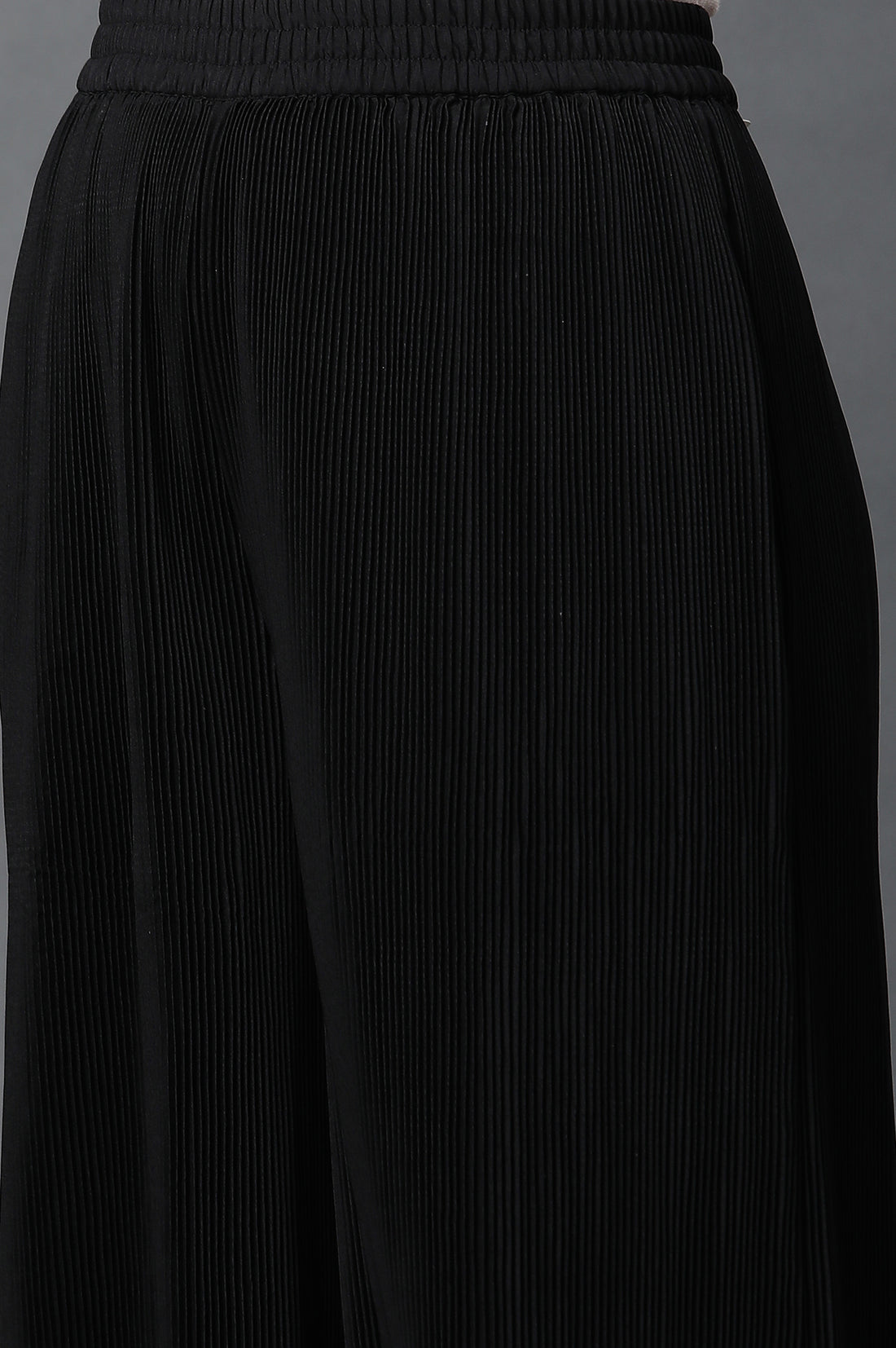 Black Pleated American Crepe Palazzo Pants