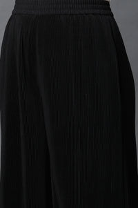 Black Pleated American Crepe Palazzo Pants