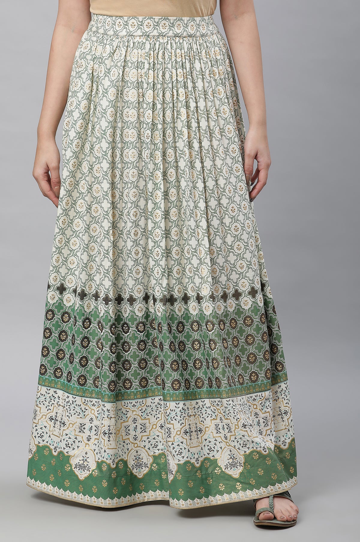 Off-White Printed Flared Skirt - S