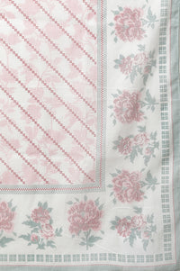 Pink Floral Printed Voile Dupatta