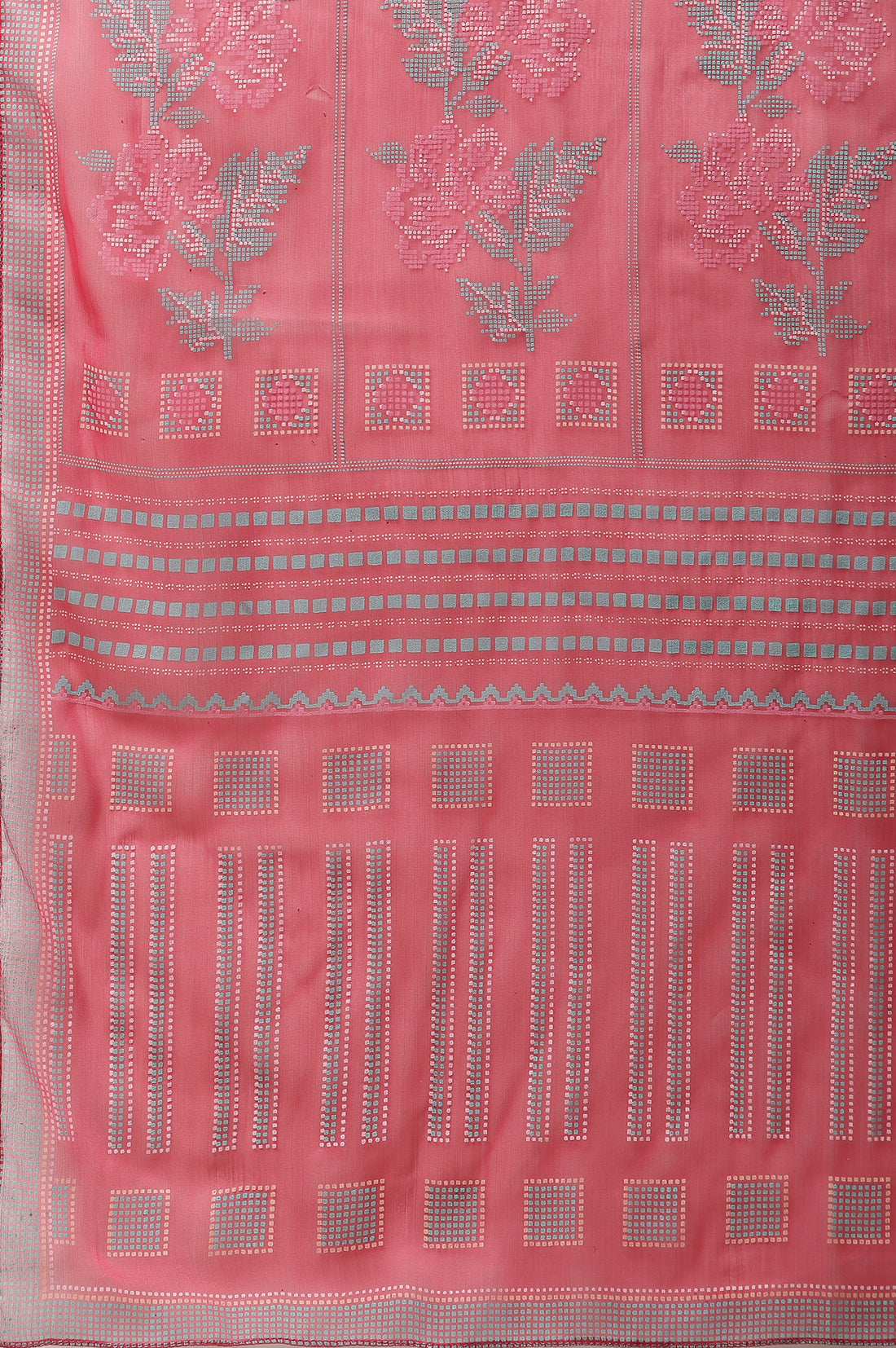 Pink Floral Printed Voile Dupatta