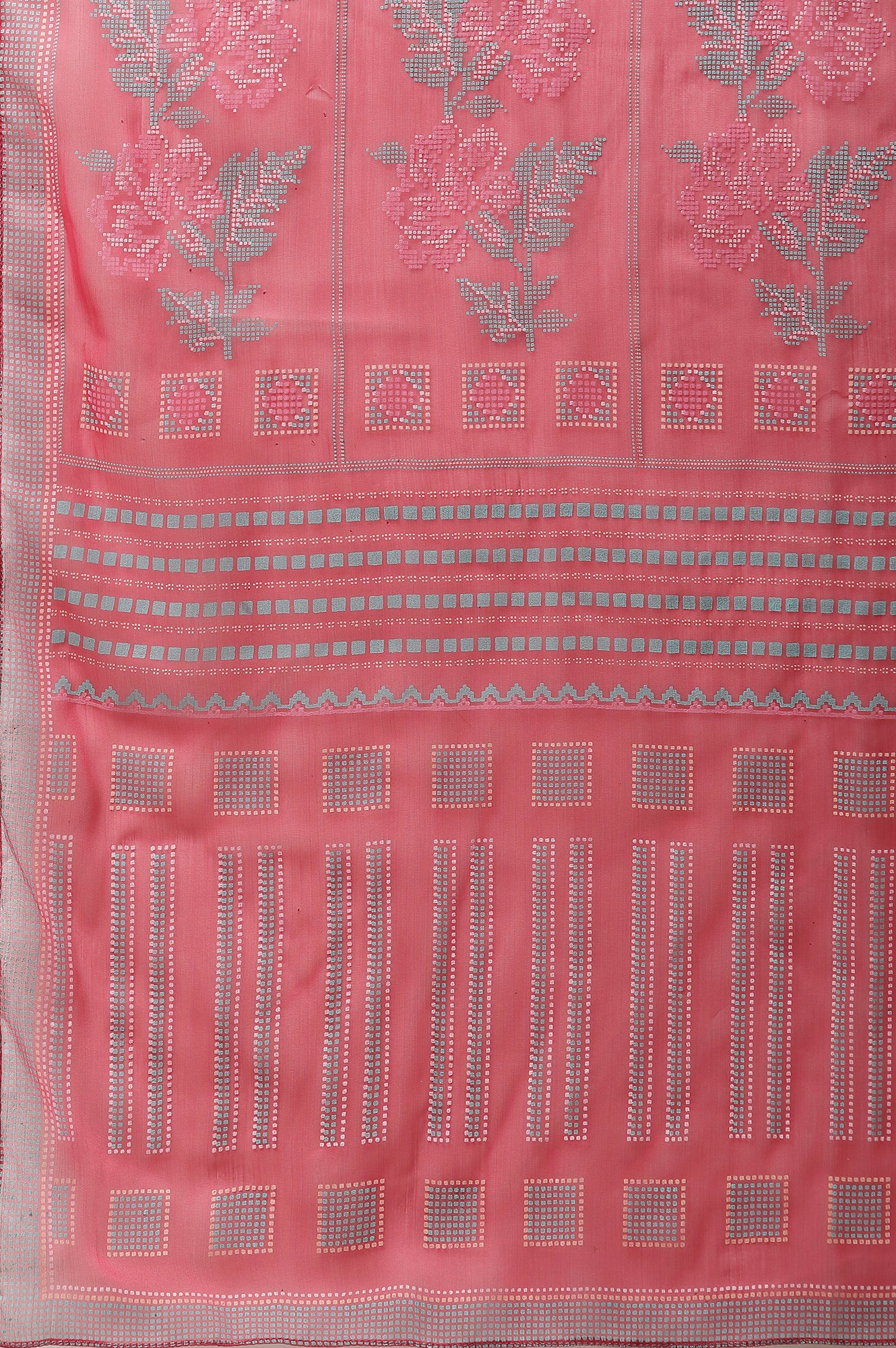 Pink Floral Printed Voile Dupatta