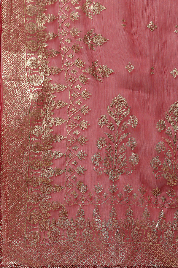 Maroon Foil Printed Organza Dupatta