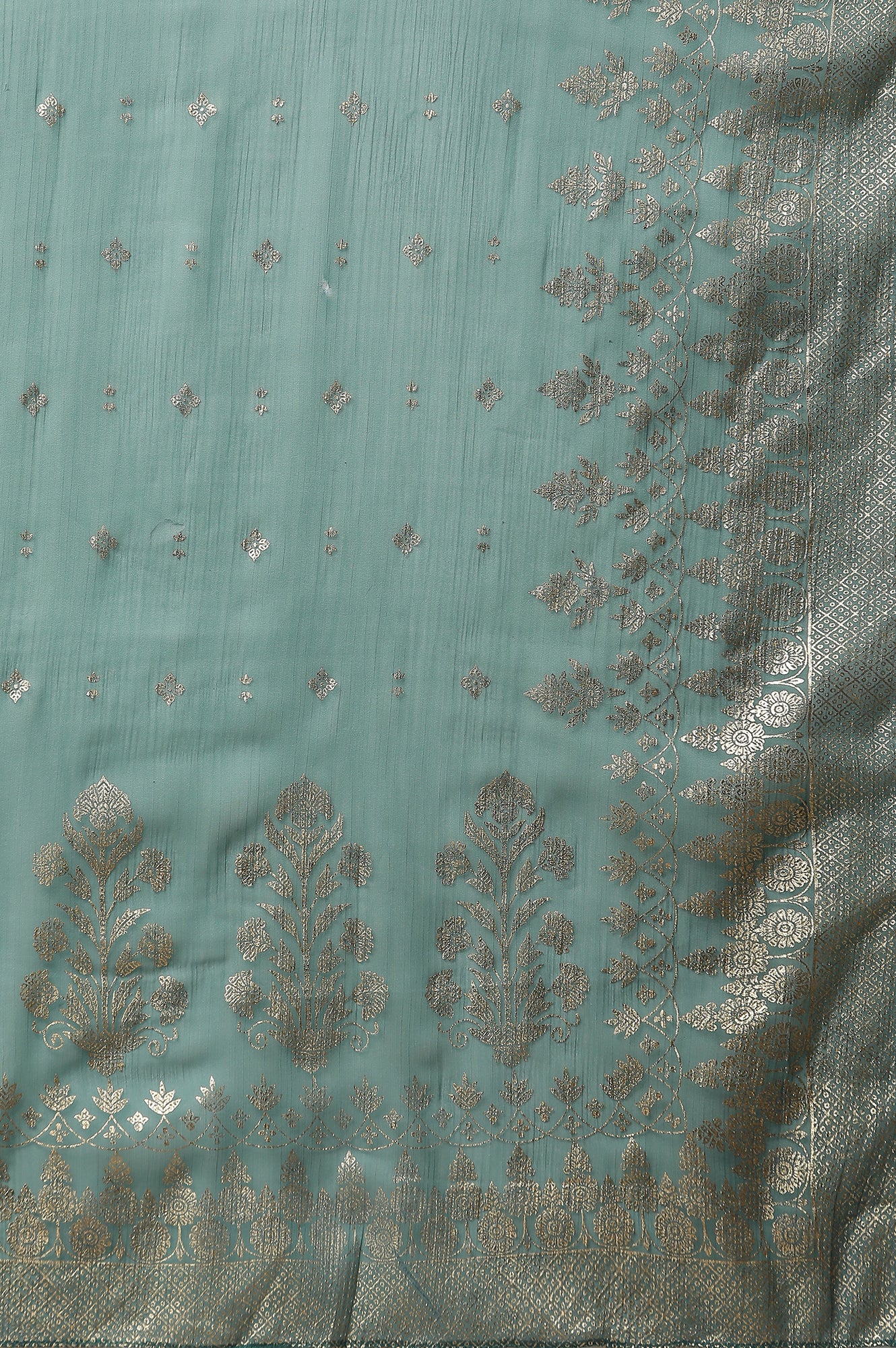 Green Printed Organza Dupatta