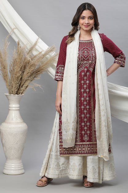 White Printed Organza Dupatta