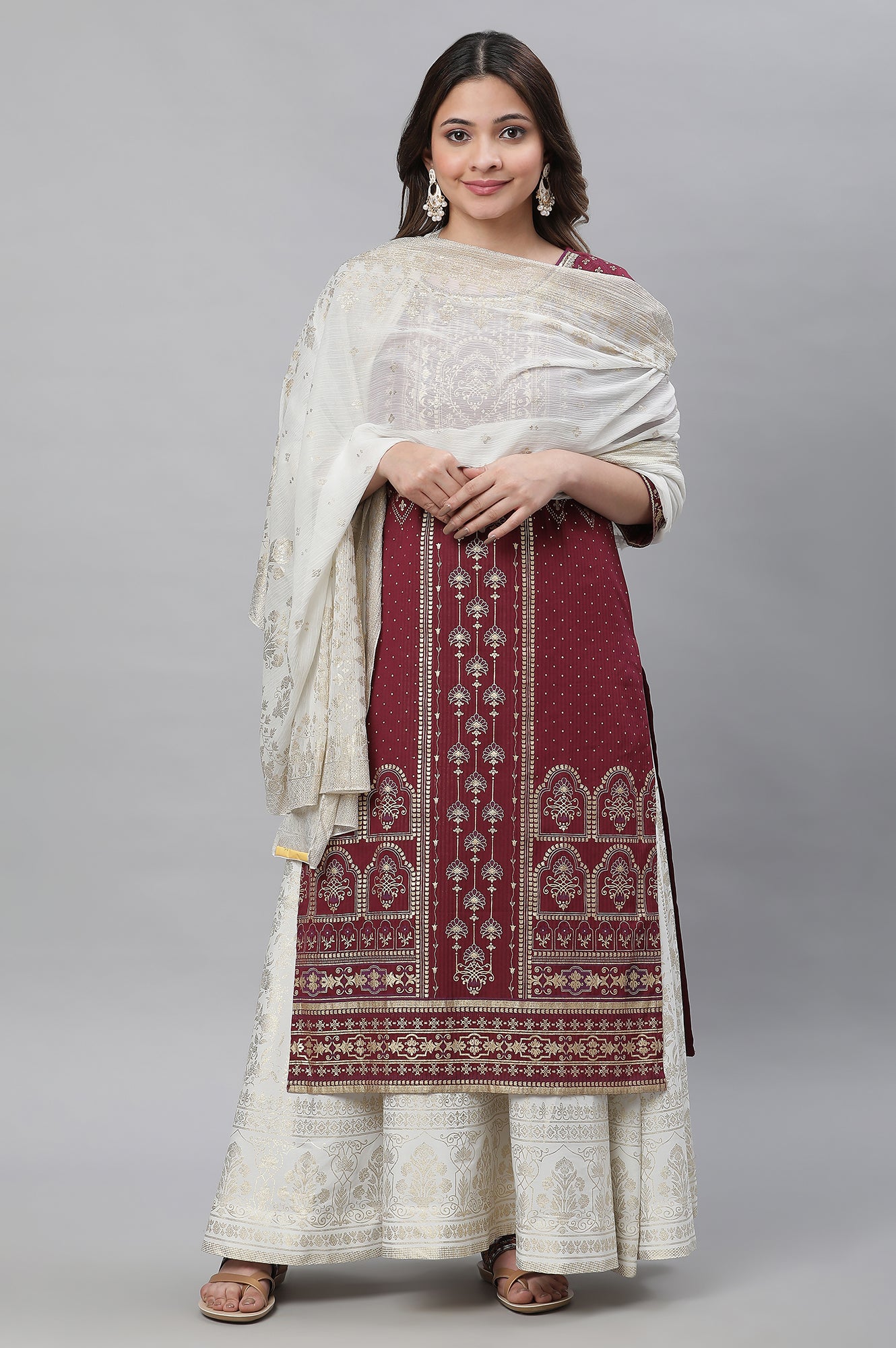 White Printed Organza Dupatta