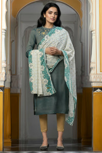 Off White Printed Cotton Dupatta