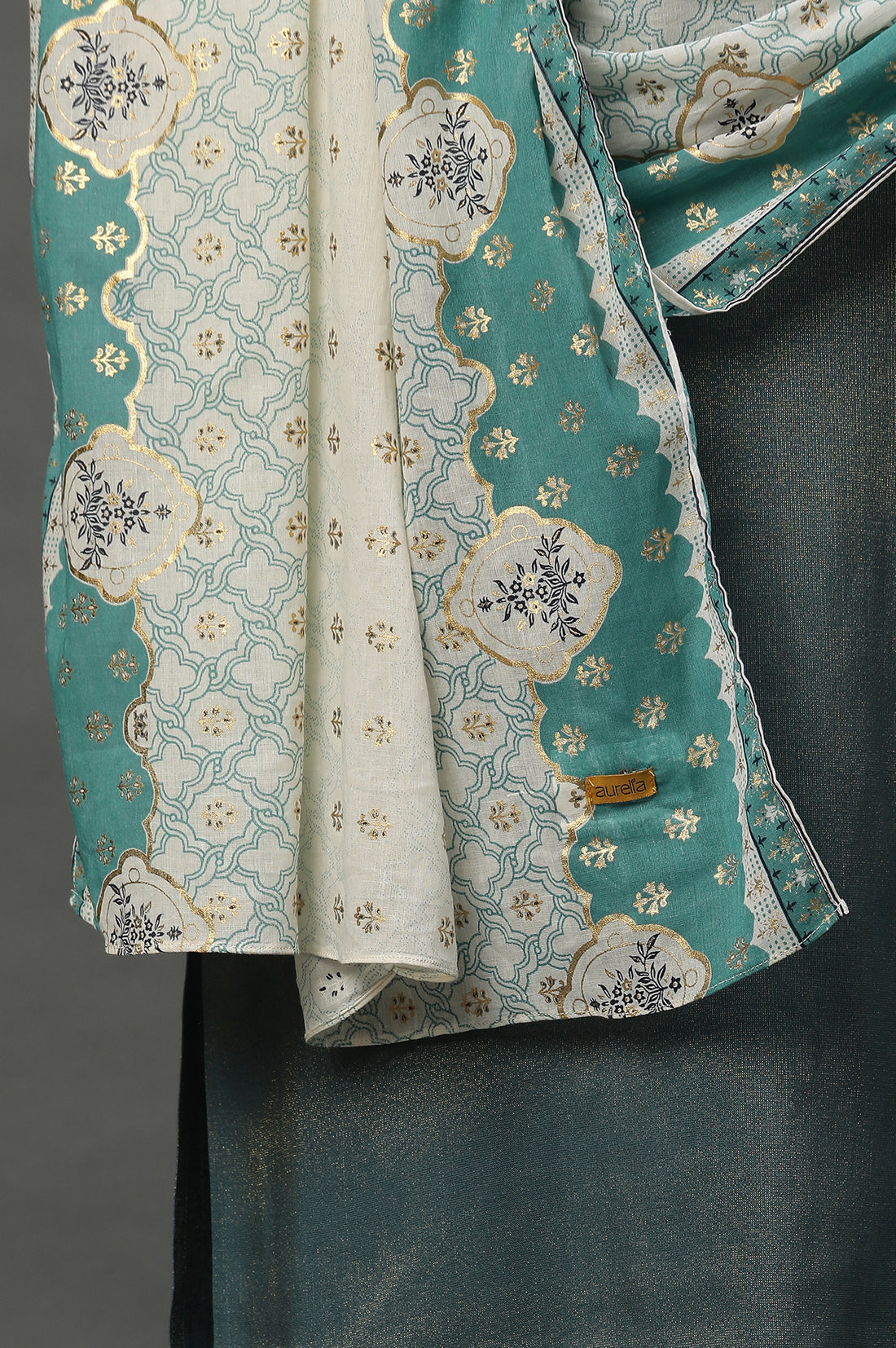 Off-White Floral Zari Print Chiffon Dupatta