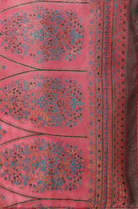 Pink Foil Printed Organza Dupatta