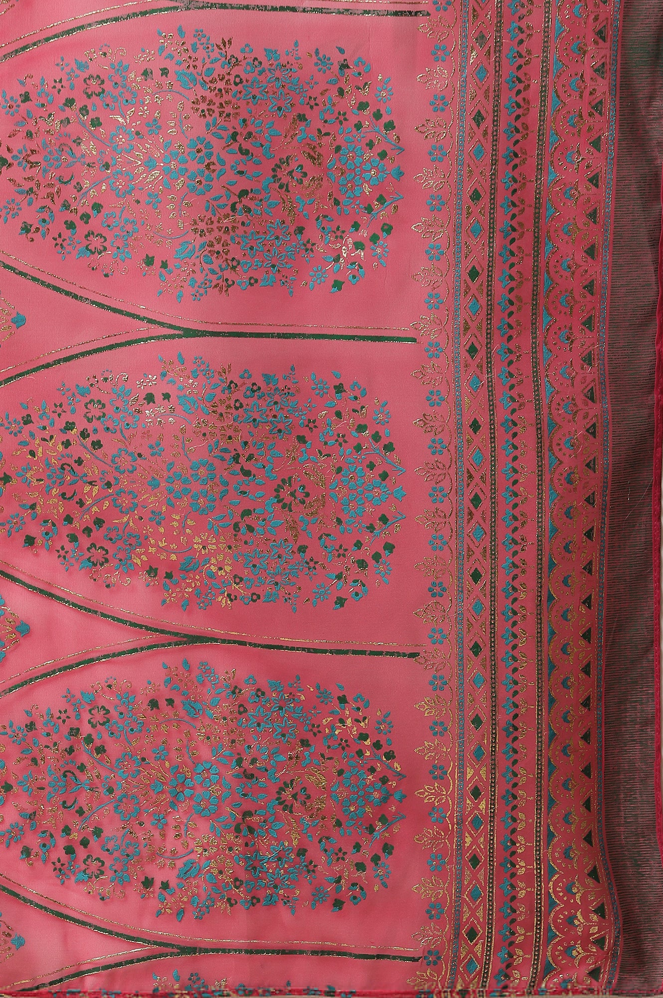 Pink Foil Printed Organza Dupatta