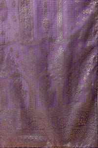 Purple Floral Zari Print Chiffon Dupatta