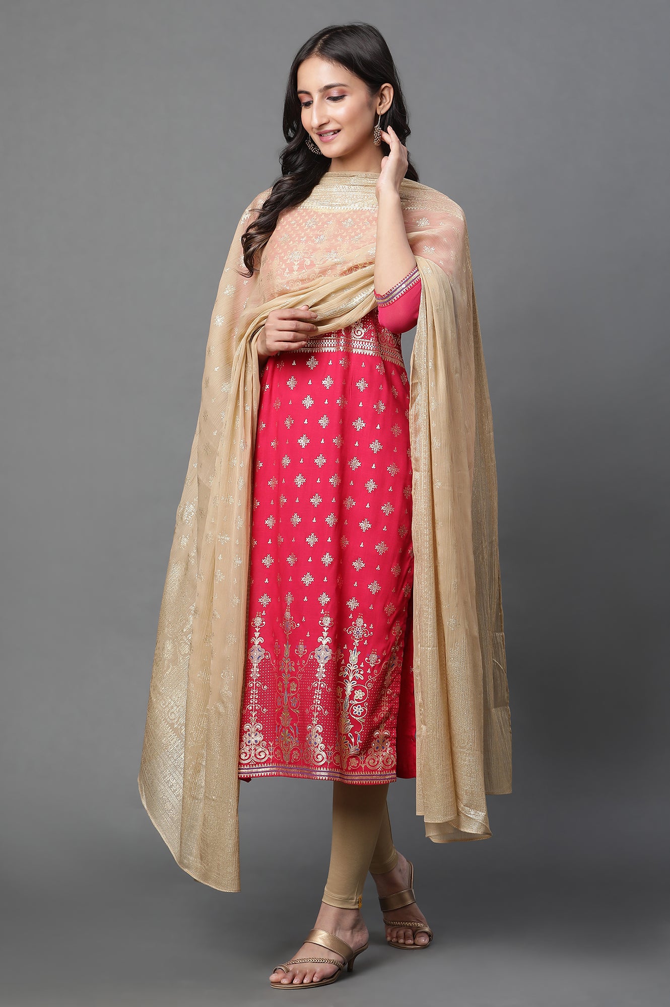 Gold Foil Printed Festive Dupatta