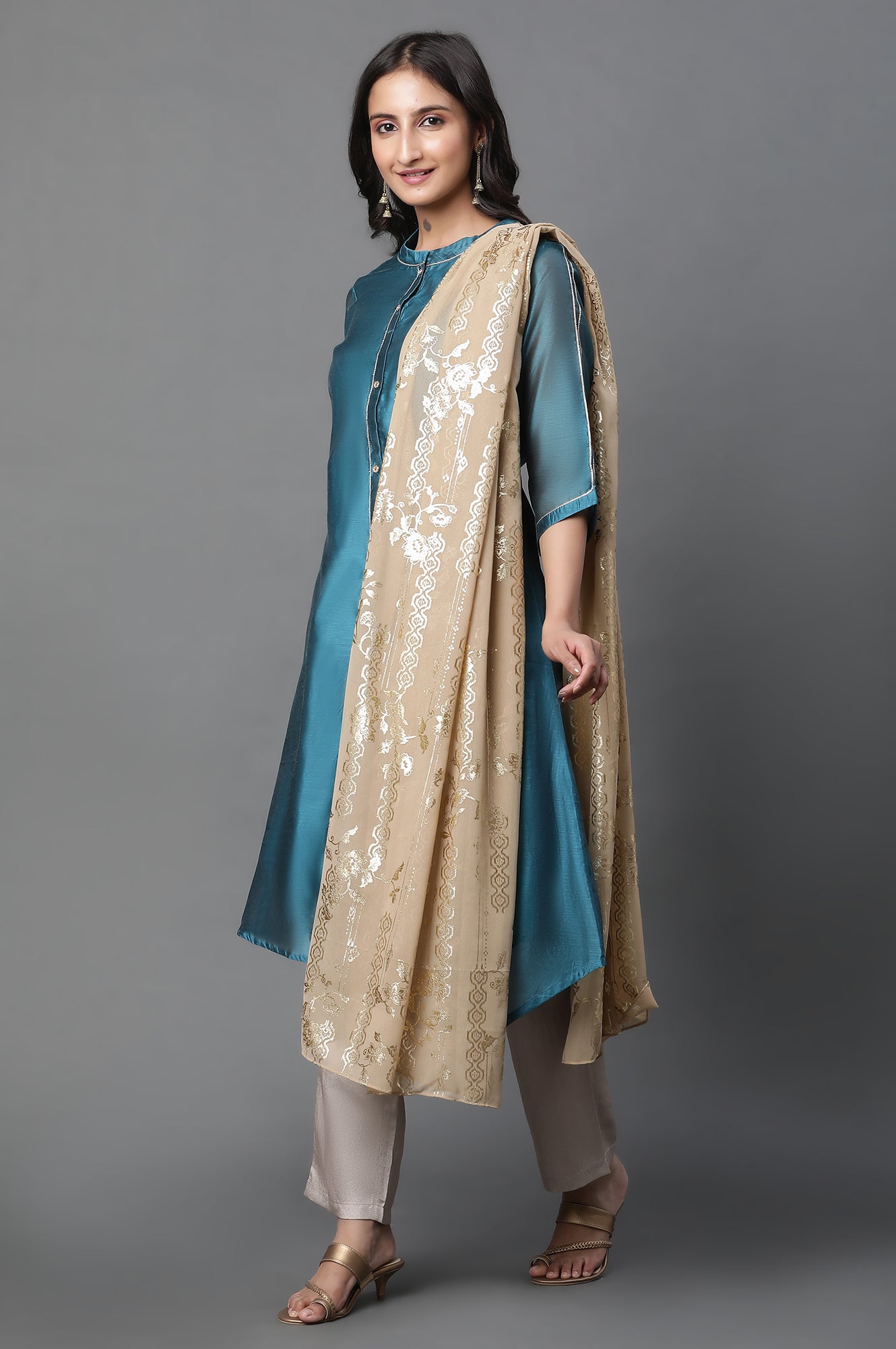 Gold Foil Printed Georgette Dupatta