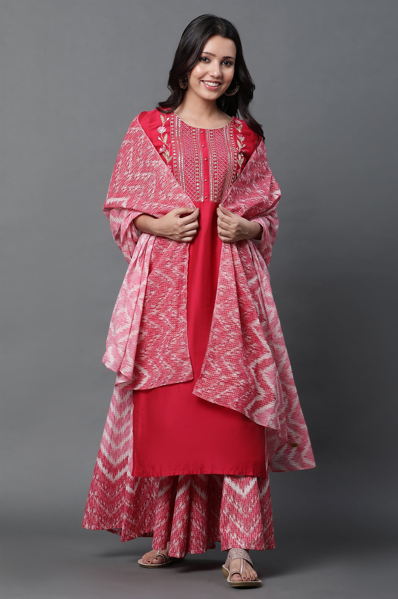 Jazzy Pink Printed Voile Dupatta