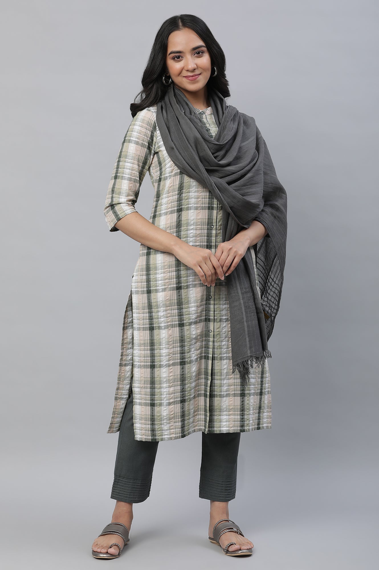 Grey Classic Woven Dupatta