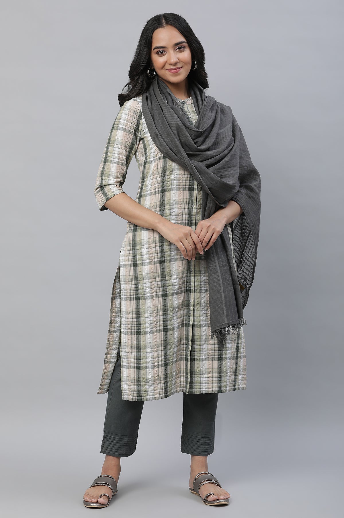 Grey Classic Woven Dupatta - FS