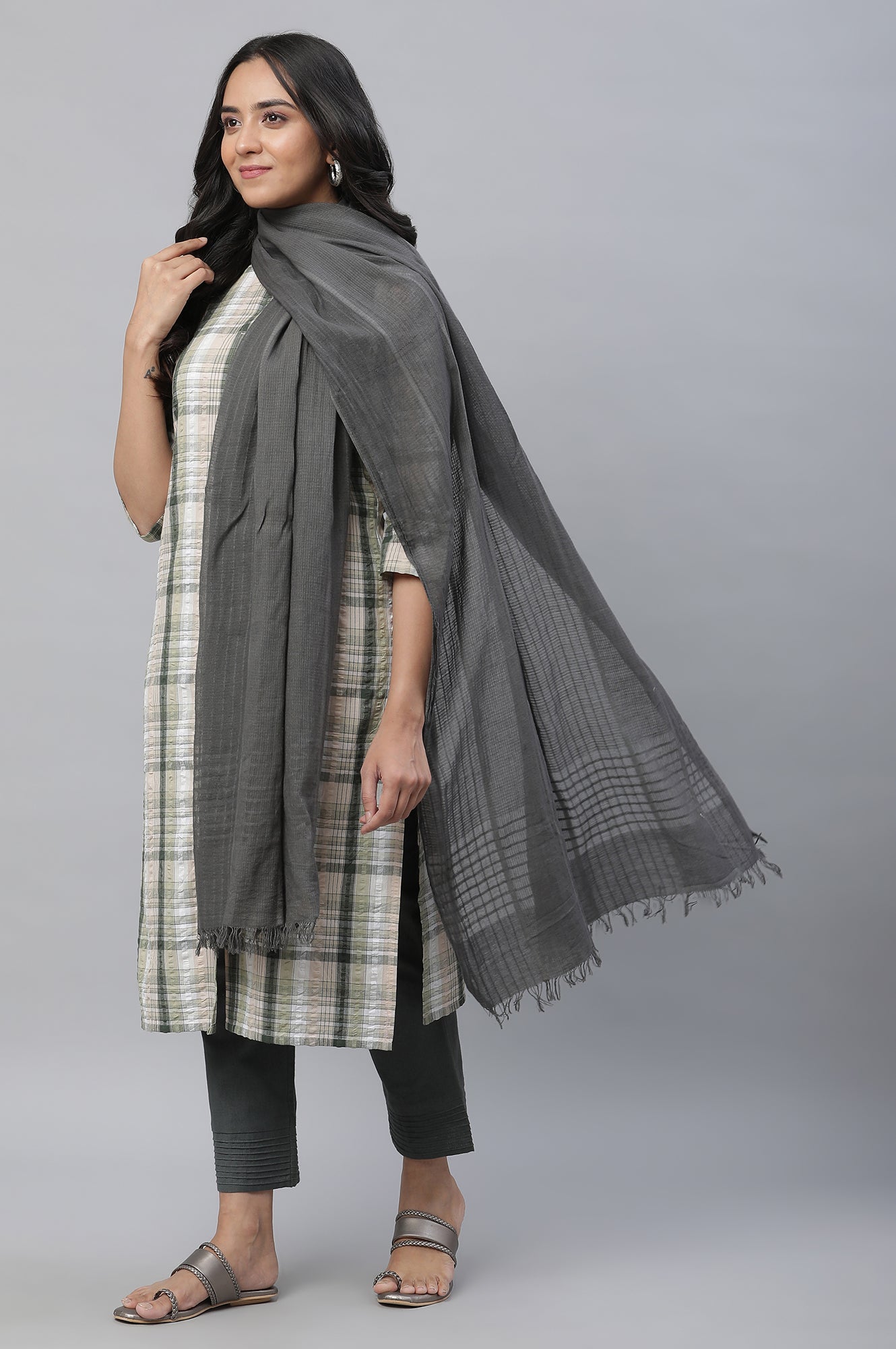 Grey Classic Woven Dupatta