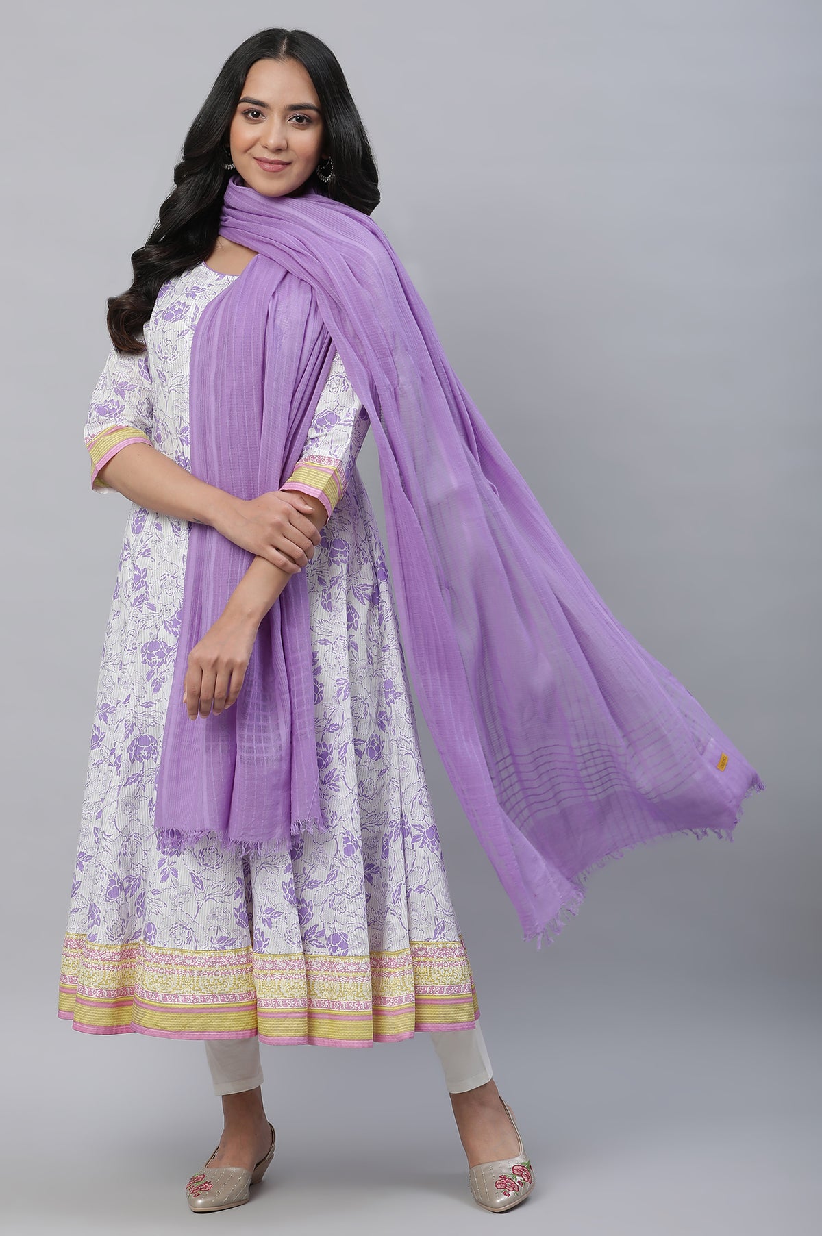 Purple Classic Woven Dupatta - FS