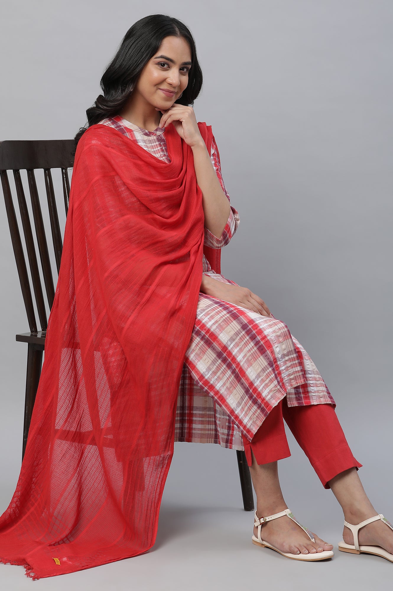 Red Classic Woven Dupatta