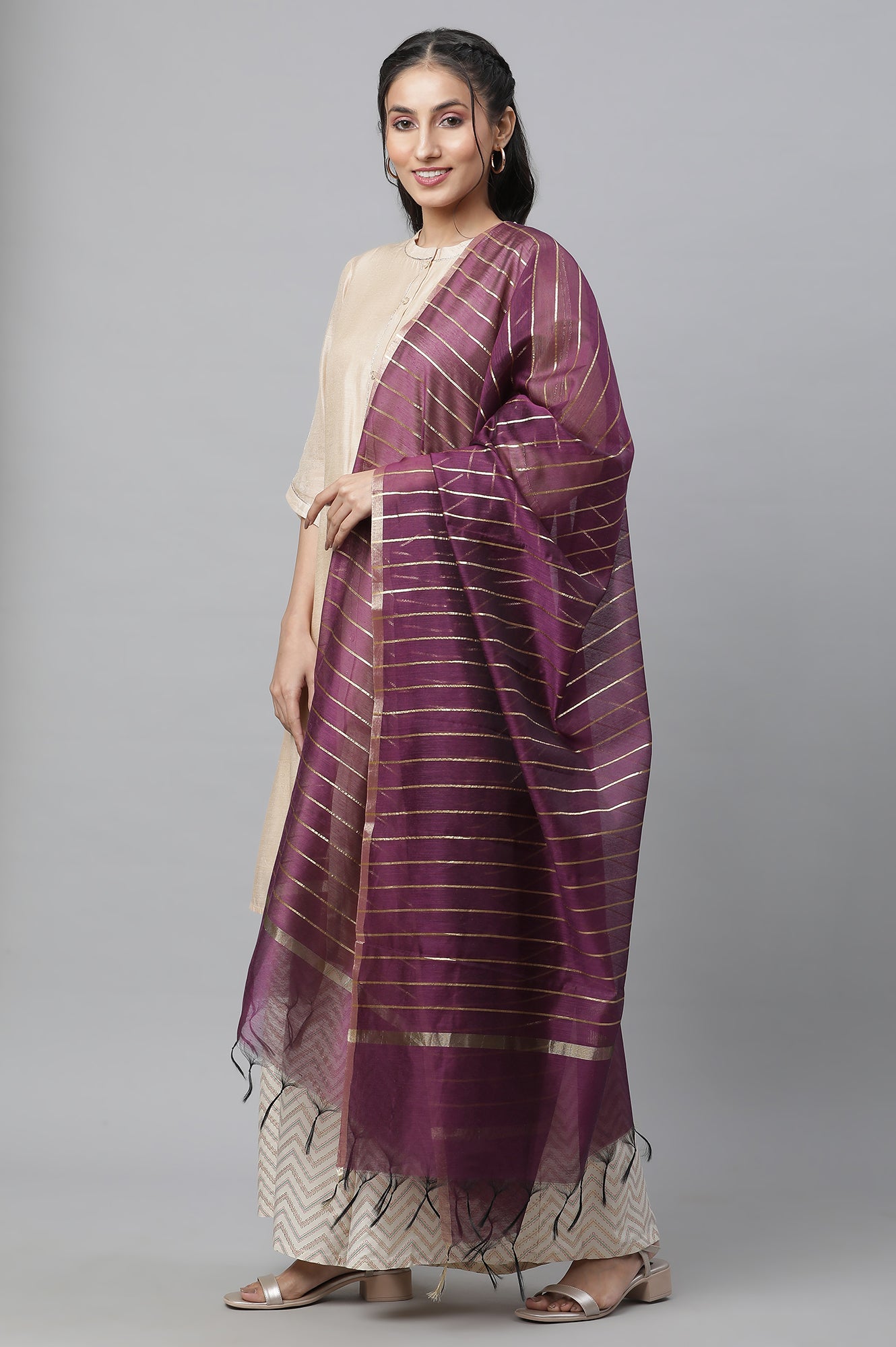 Purple Stripe Dupatta