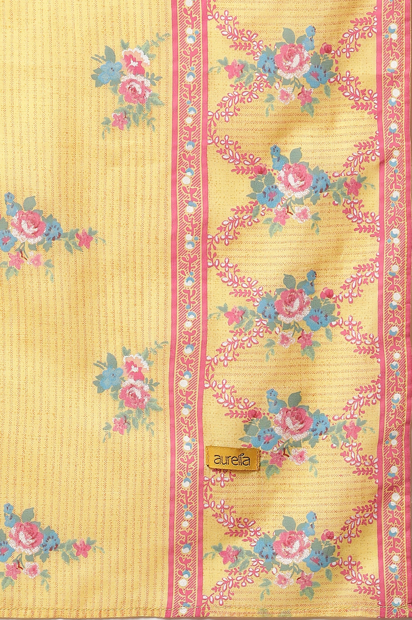 Yellow Floral Printed Cotton Dupatta