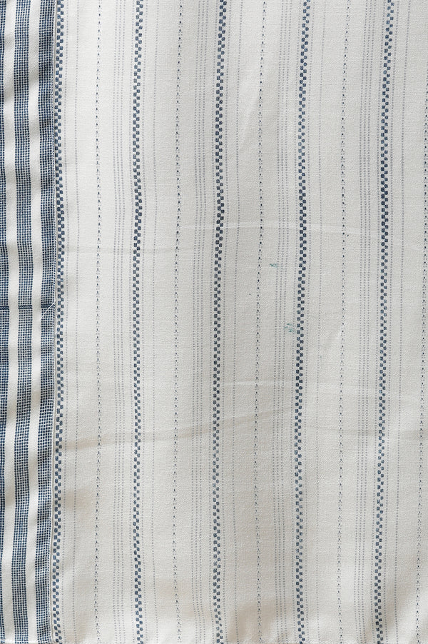 White Cotton Mulmul Stole with Blue Stripes