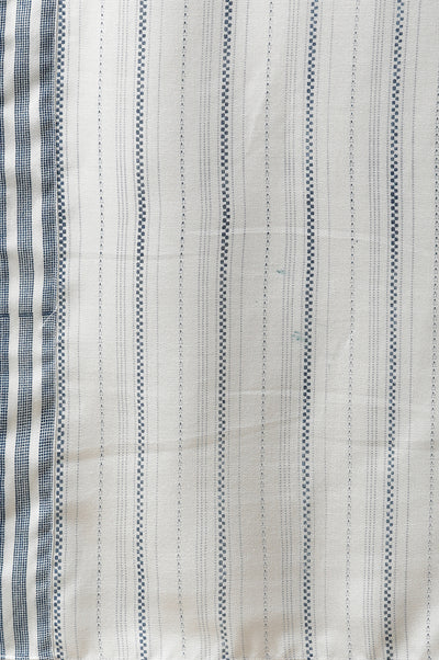 White Cotton Mulmul Stole with Blue Stripes