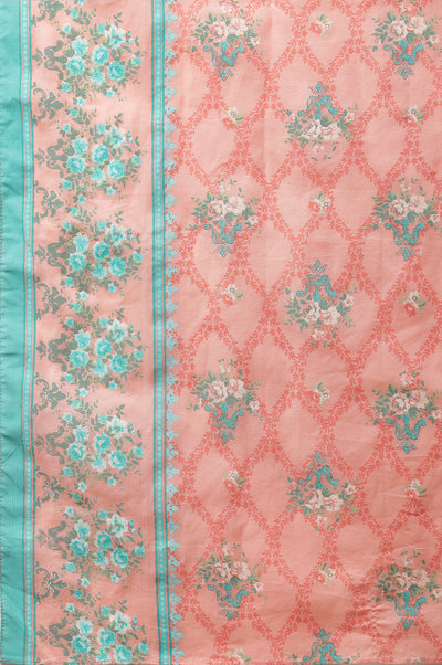 Peach Printed Cotton Mulmul Stole
