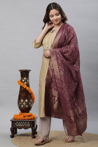 Purple Geometric Jacquard Woven Dupatta