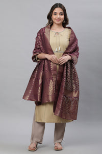 Purple Geometric Jacquard Woven Dupatta