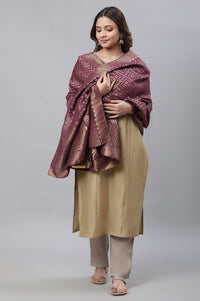 Purple Geometric Jacquard Woven Dupatta
