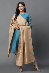 Gold Geometric Jacquard Woven Dupatta