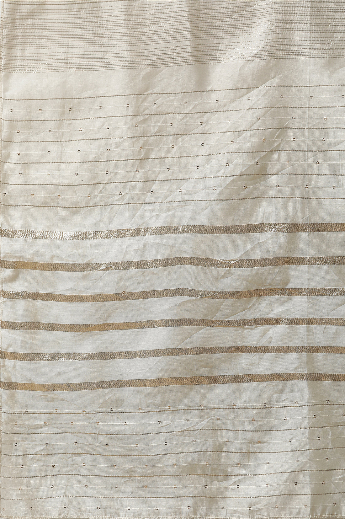 Off White Striped Sequined Rectangular Woven Dupatta