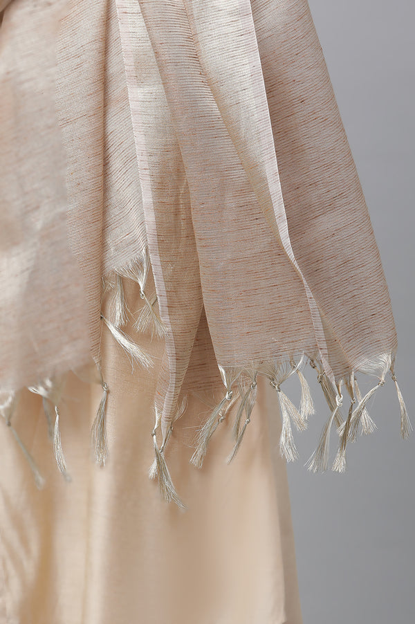 Beige Striped Banarasi Dupatta