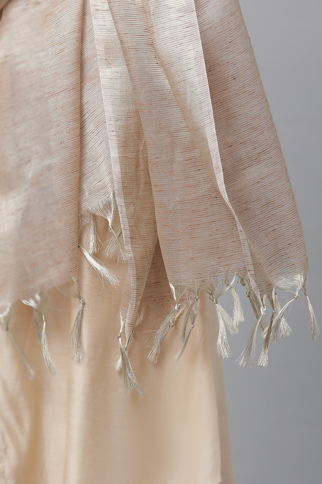 Beige Striped Banarasi Woven Dupatta