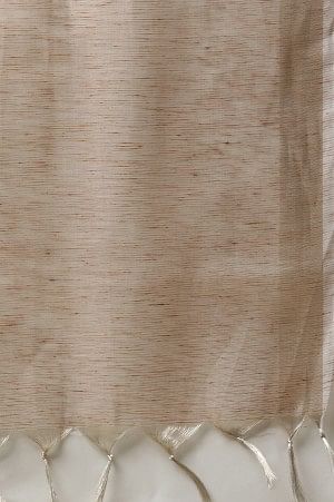 Beige Stripe Banarasi Dupatta