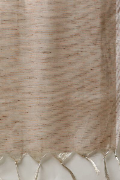 Beige Striped Banarasi Dupatta