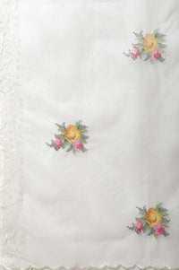 White Embroidered Nylon Organza Dupatta