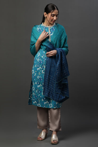 Blue Ombre Sequined Dupatta