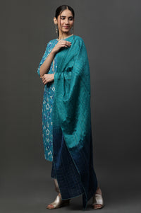 Blue Ombre Zari Sequined Dupatta