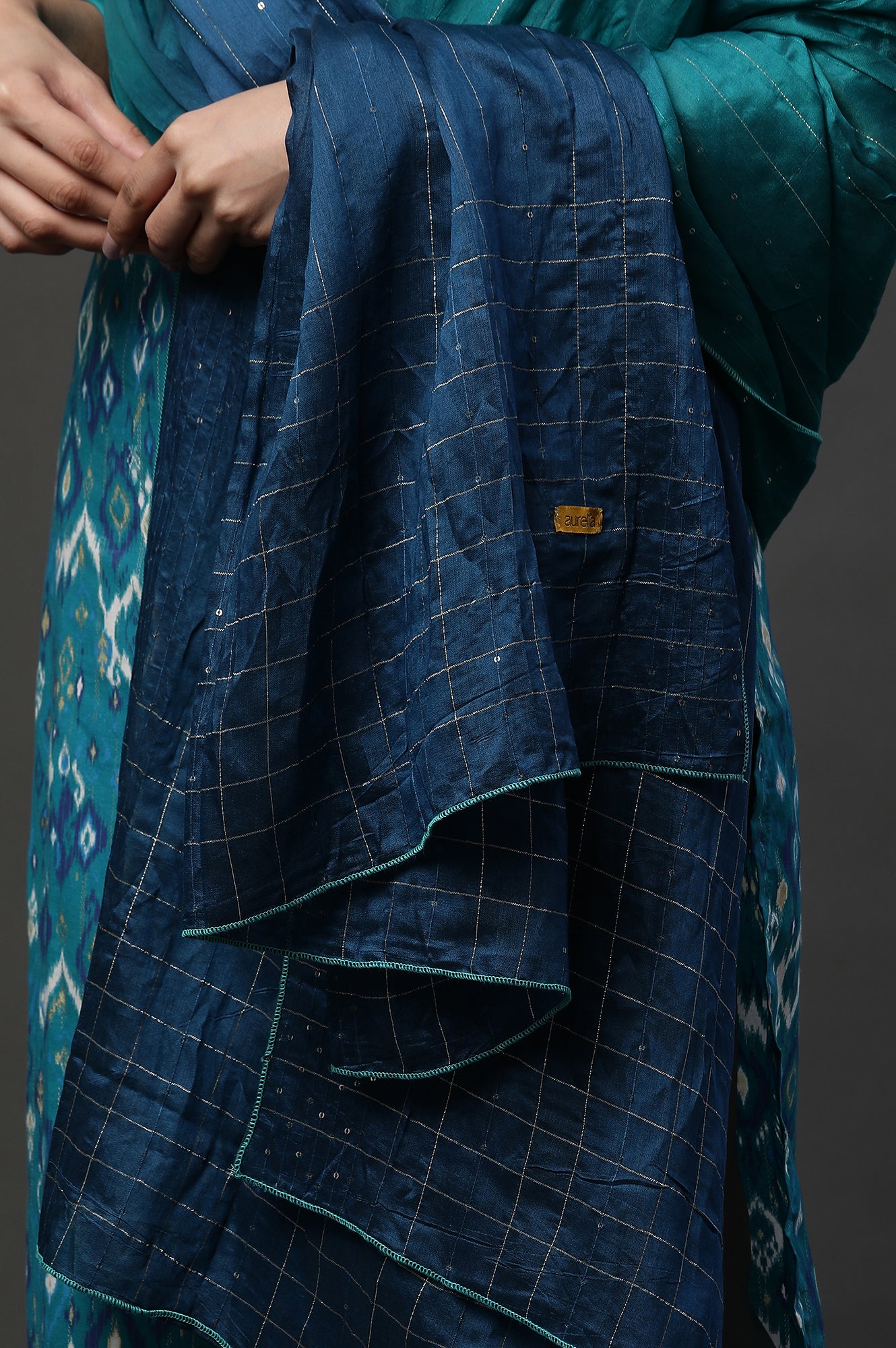 Blue Ombre Sequined Dupatta