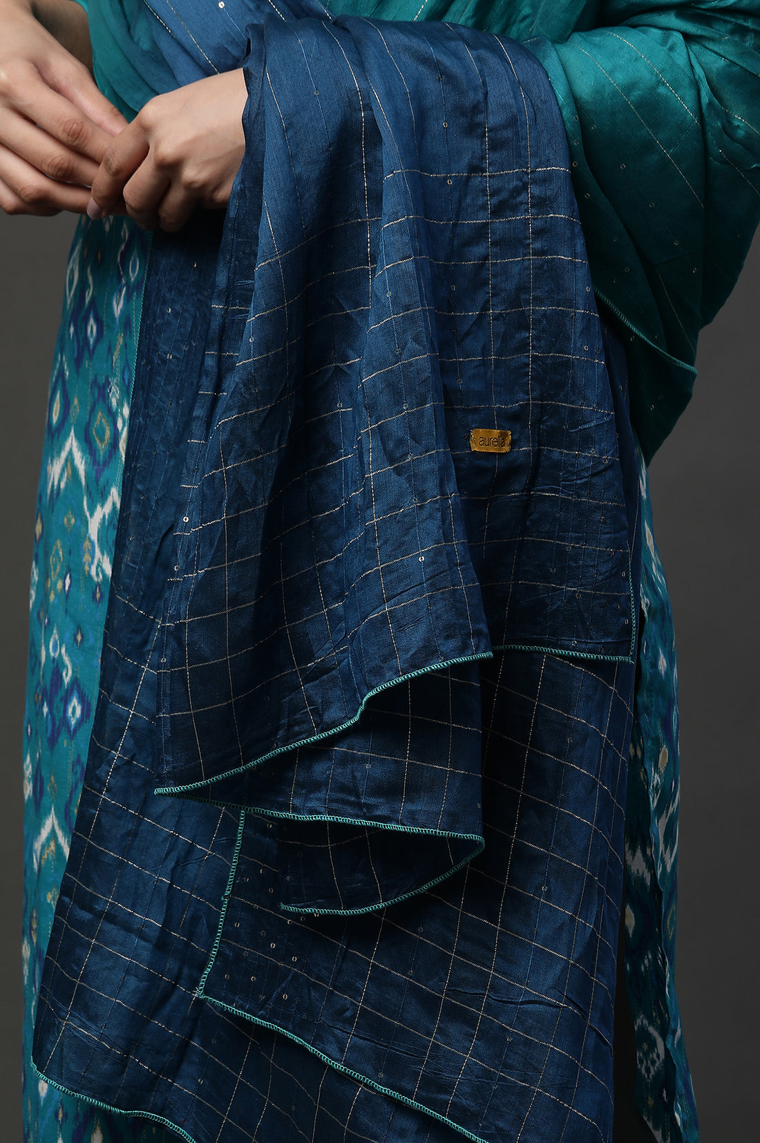 Blue Ombre Zari Sequined Dupatta