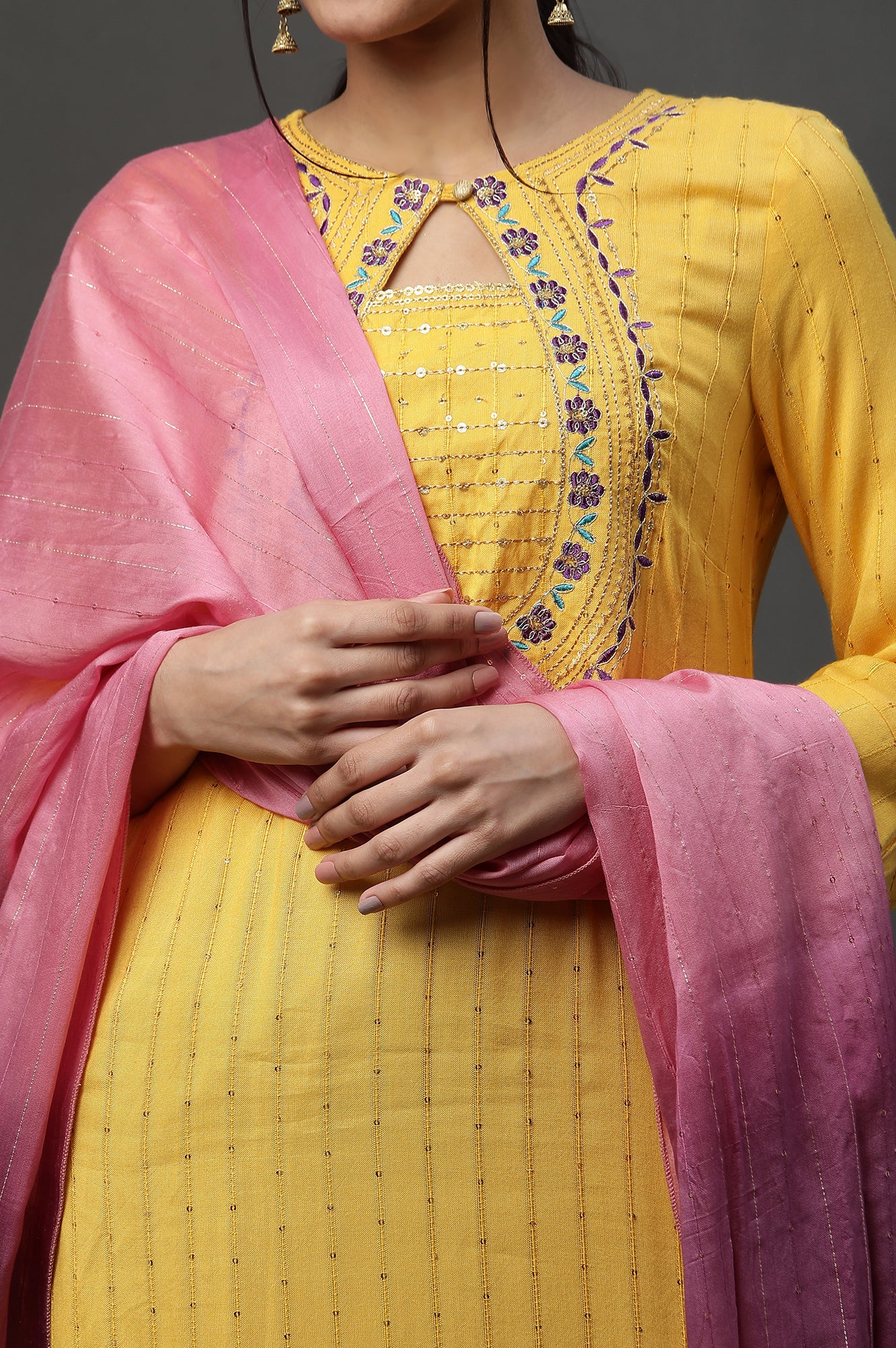 Purple Ombre Sequined Dupatta