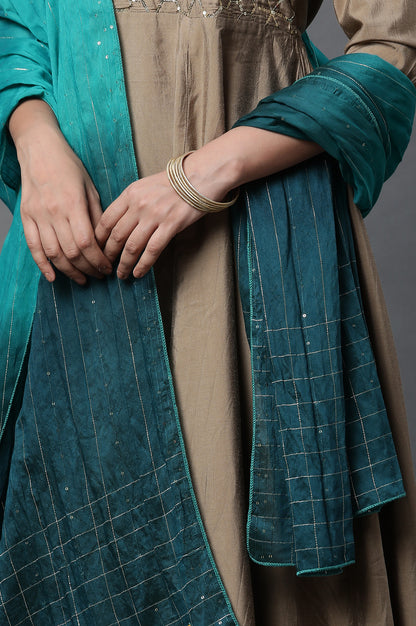 Green and Blue Ombre Embellished Dupatta