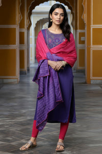 Pink and Purple Ombre Embellished Dupatta