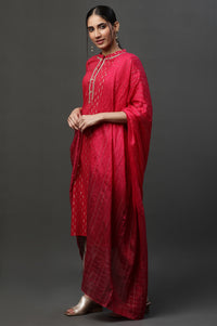 Red Ombre Zari Sequined Dupatta