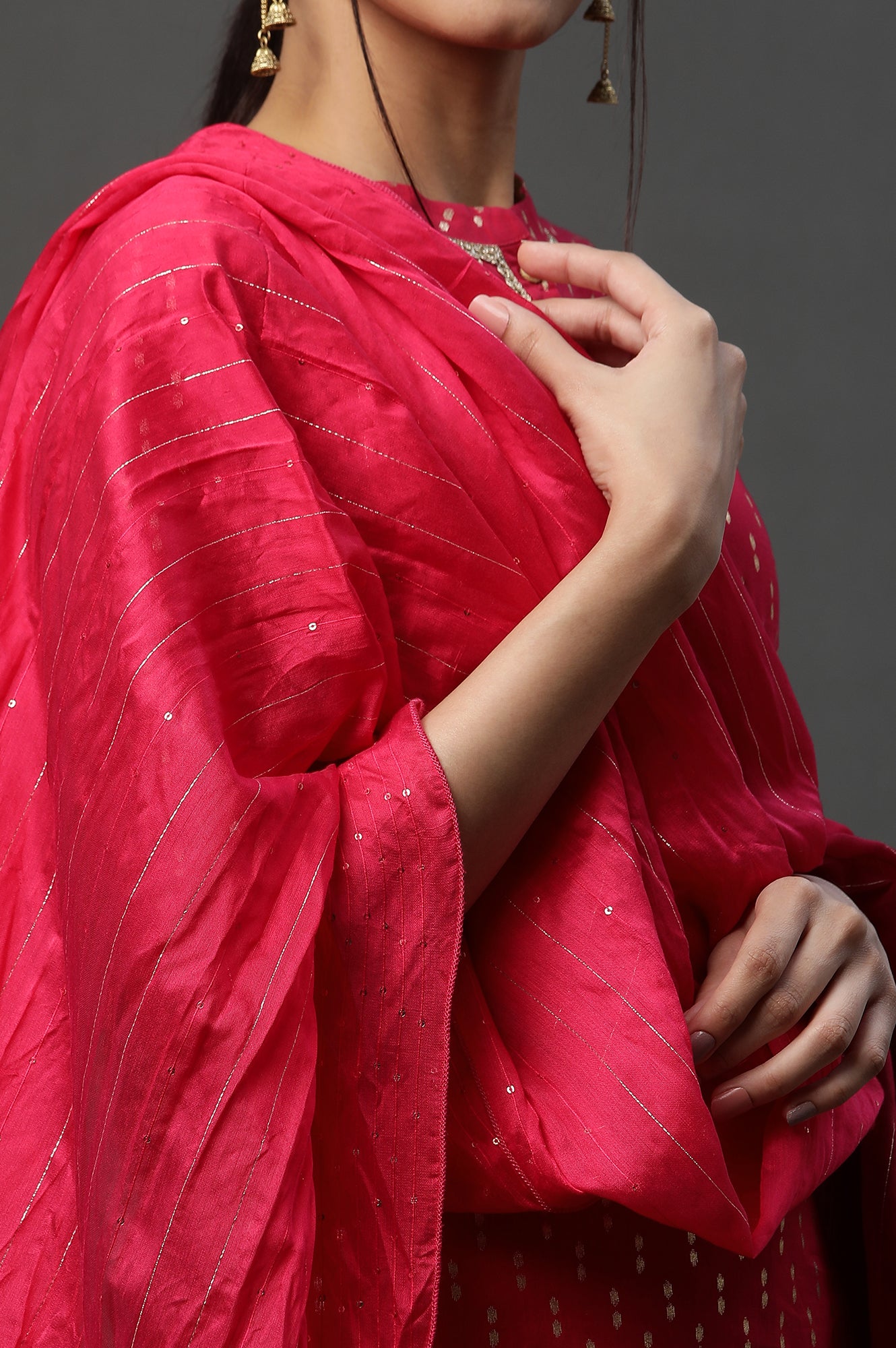 Pink Ombre Sequined Dupatta